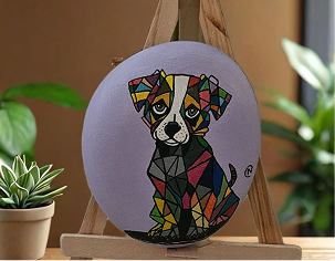 Painted stone artwork by Nehal